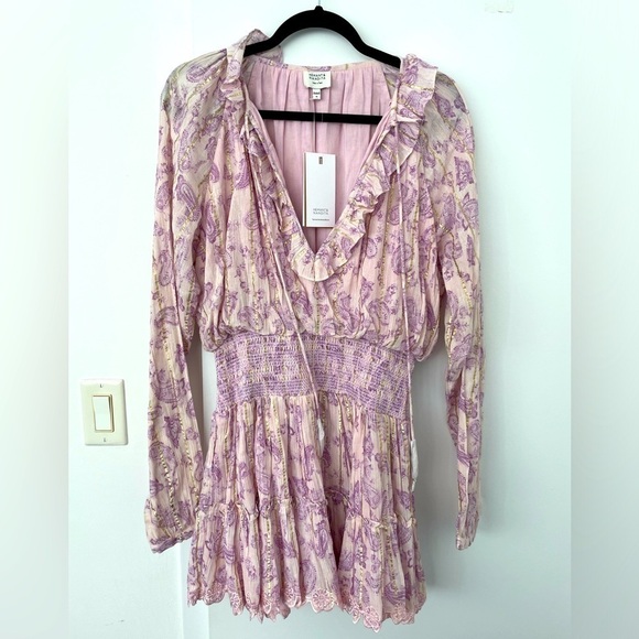 HEMANT AND NANDITA Sahar Shirred Mini Dress in Lavender NWT - Picture 4 of 7